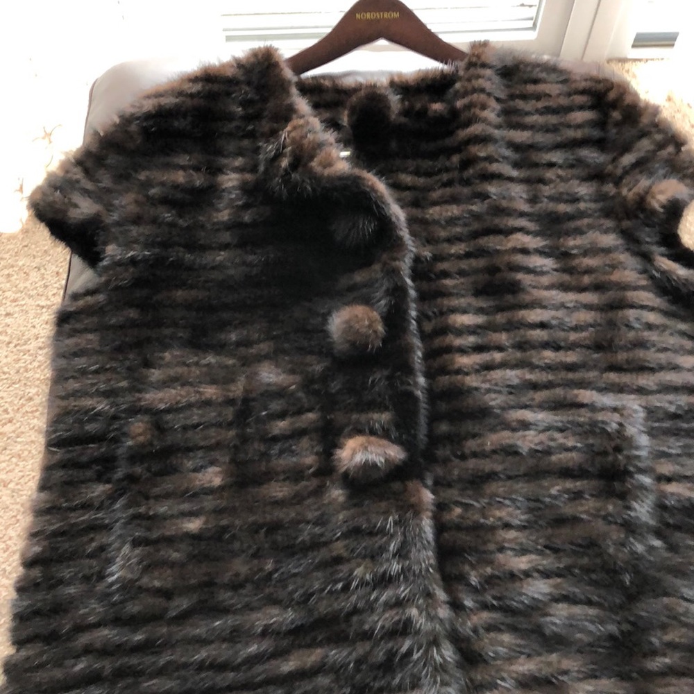 Real women's mink fur vest- brown- L/XL .